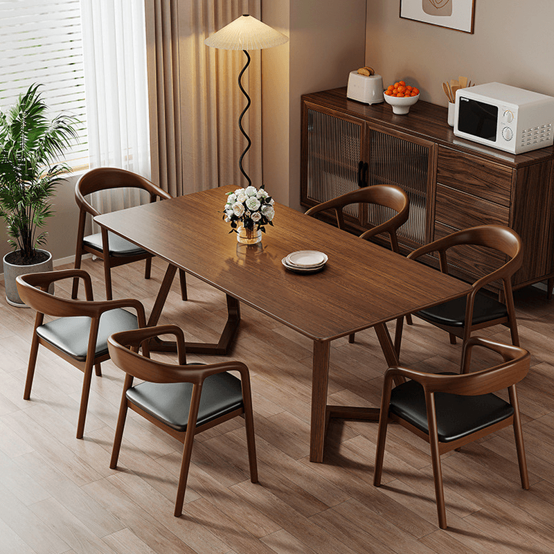Wood Grain/Tan Simplistic Rectangular Lumber Fixed Dining Table for 6 People/for 4, Standard Table Height - image 4