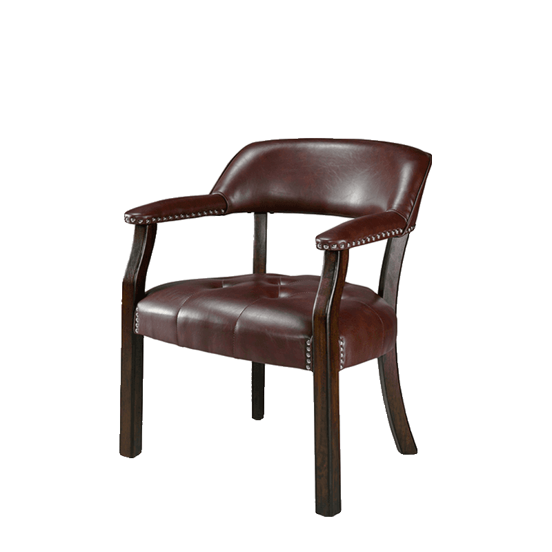 Sturdy Dining Room Arm Chair with Rollers, Decorative Nailhead, and Outlined Frame