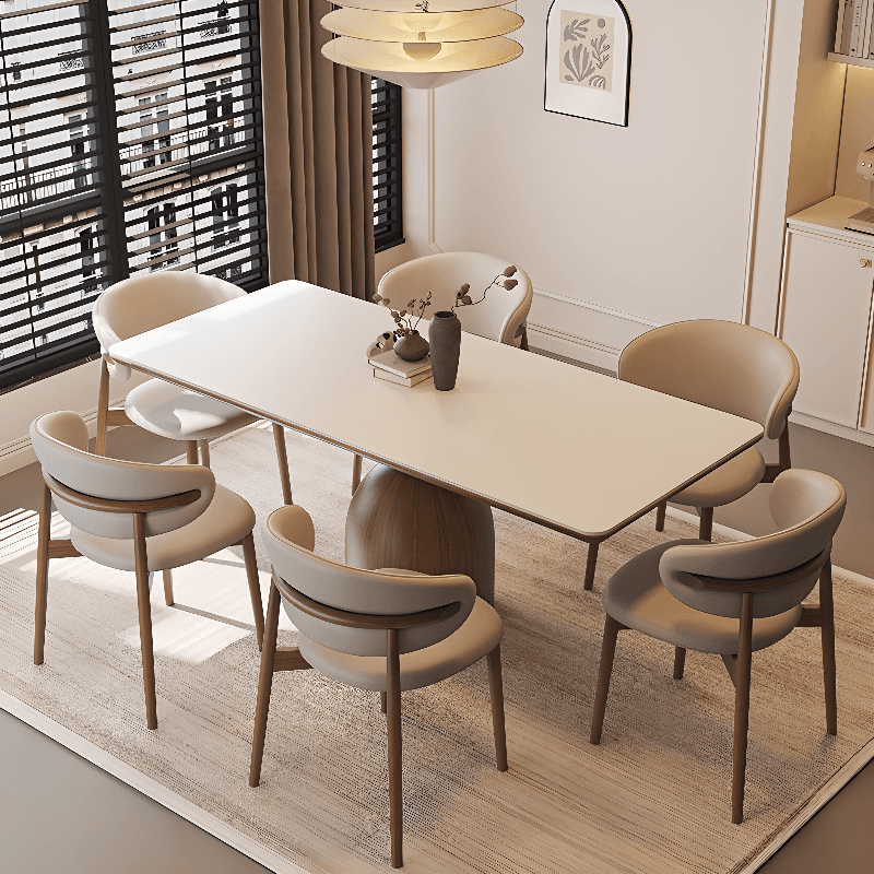 Modern Dining Table Set with Chalk Slate Tabletop, Four Legs and Upholstered Back Cushion Chair for Seats 6/for 4 - image 3