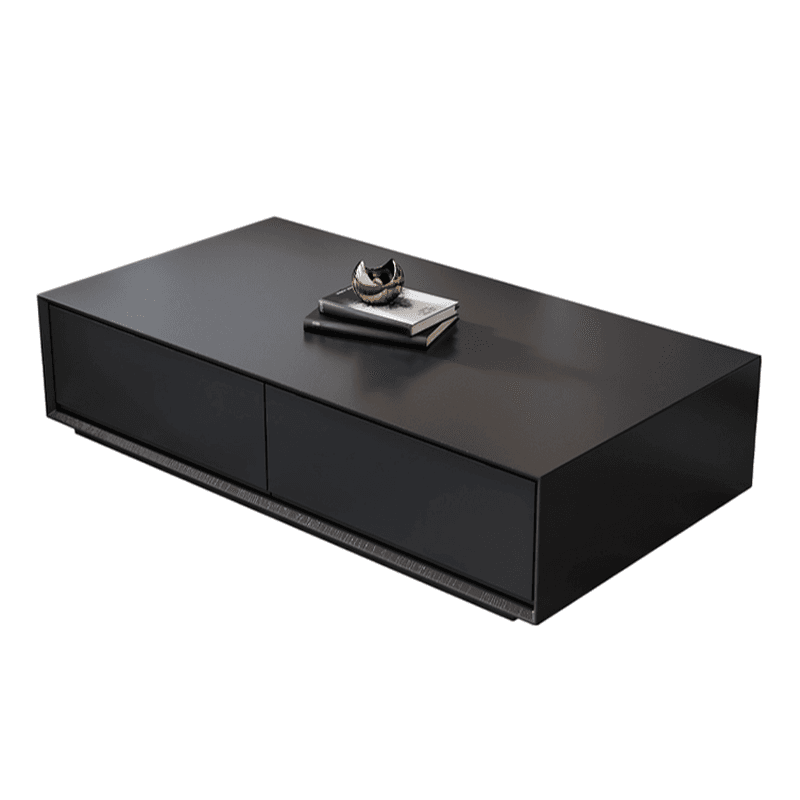 Simplistic Rectangular Shape Reclaimed Wood Single Block Coffee Table in Pecan/Charcoal/Wood Grain with 4 Drawers - image 14