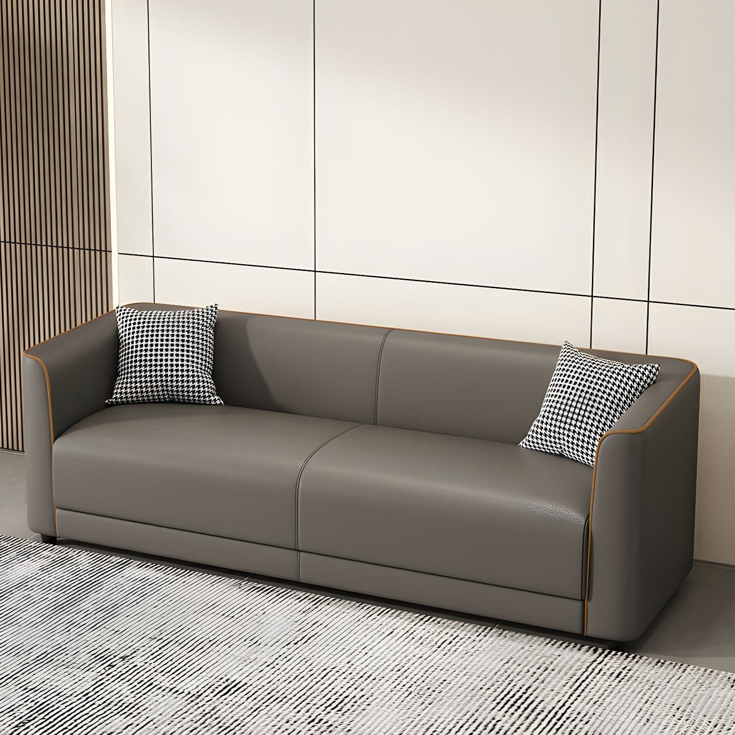 Tuxedo Arm Sofa with Tight Back 25.98" High Contemporary Faux Leather - image 5