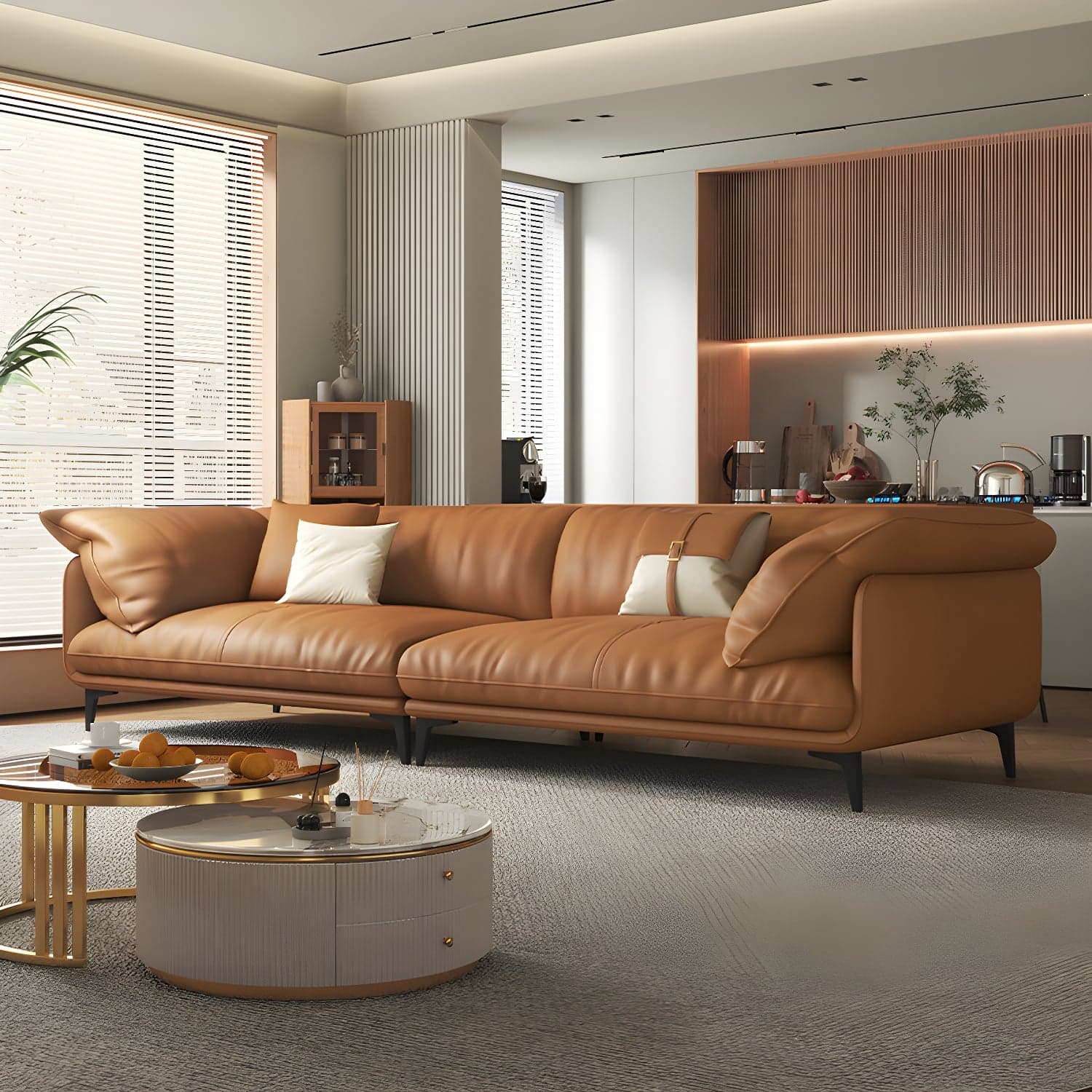 Wood Standard Modern Sofa, 83x35x33 inches Non-Distressed with Pillows, Black Legs - image 7