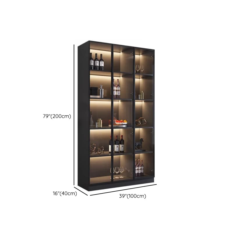 Contemporary Rectangle Utility Storage Cabinet with Storage Cabinet, Composite Wood Countertop, Glass-panel Door in Midnight Black - image 9