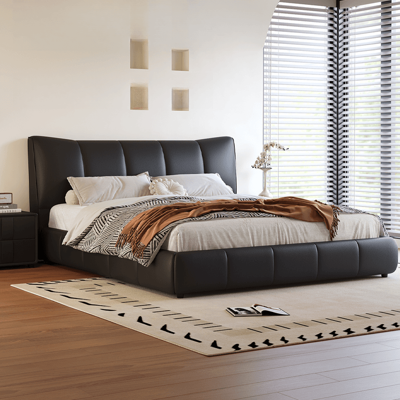 Ink Simplistic Storage Bed/Platform Bed in Genuine Leather with Leg for Bedroom - image 3
