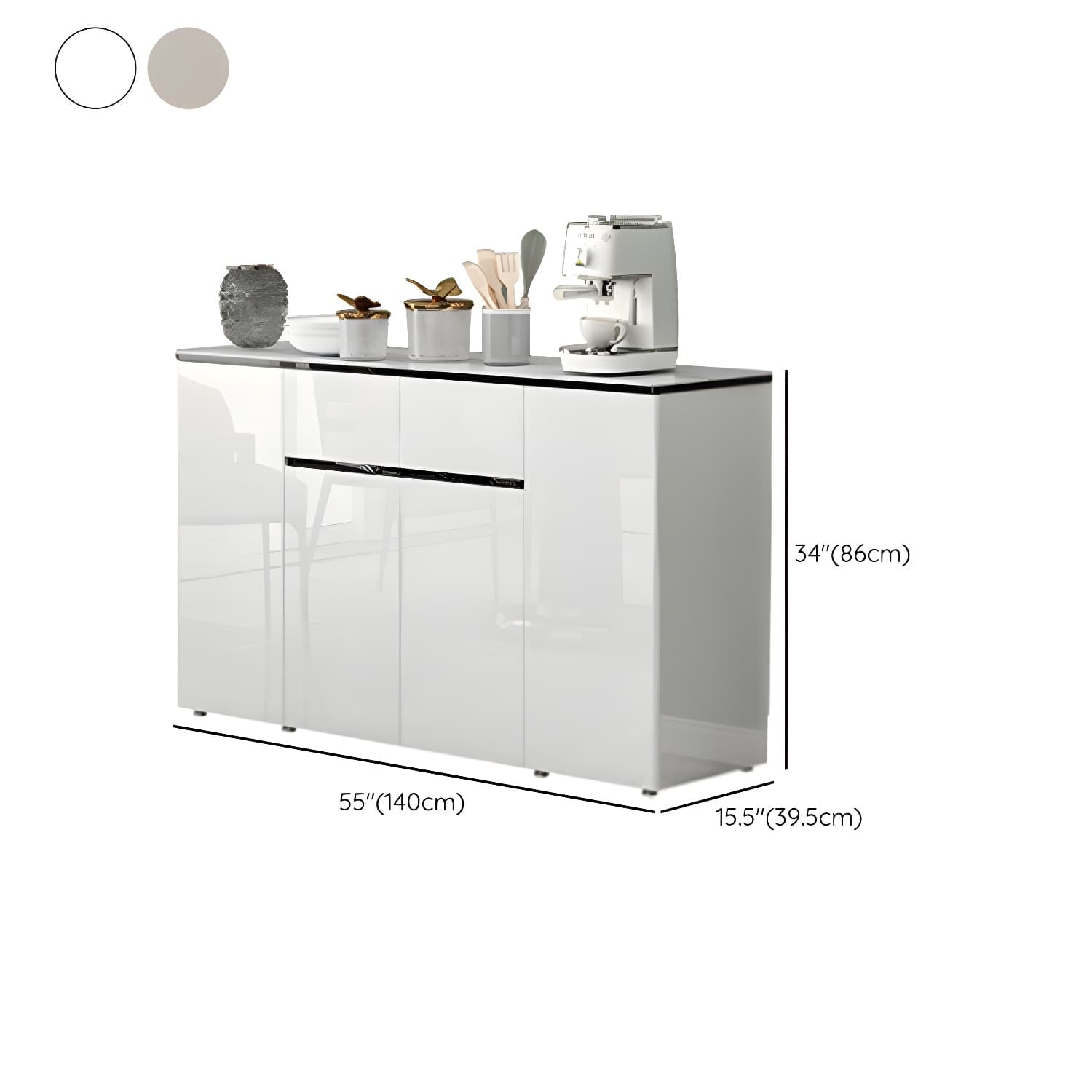 Contemporary Glass Top Sideboard Cabinet with Drawer for Living Room - image 19