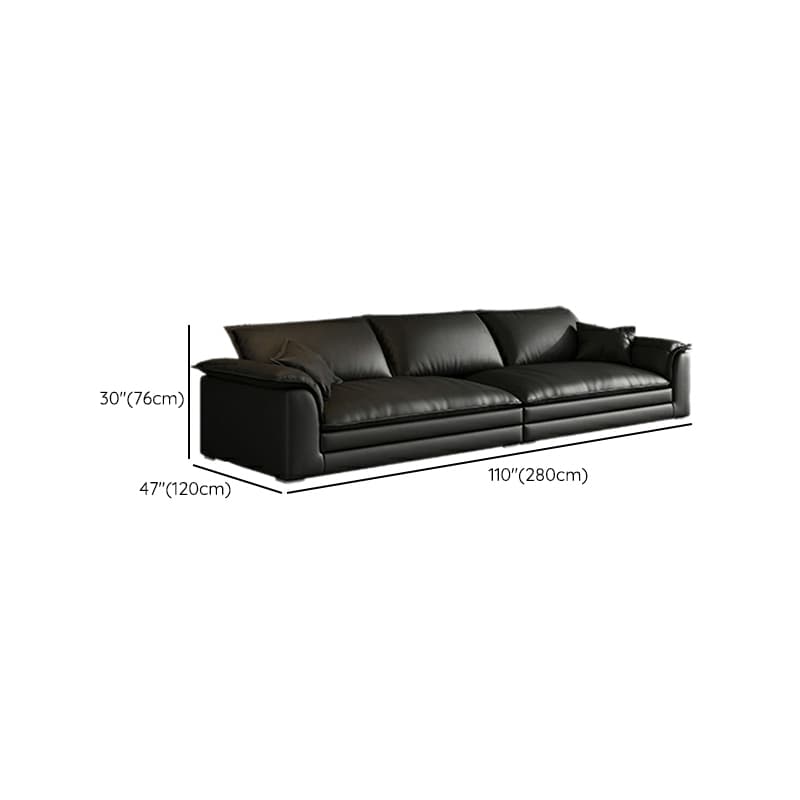 Black Cushion Back 30'' Interface Genuine Leather Sofa Pillow Top Arm - image 25