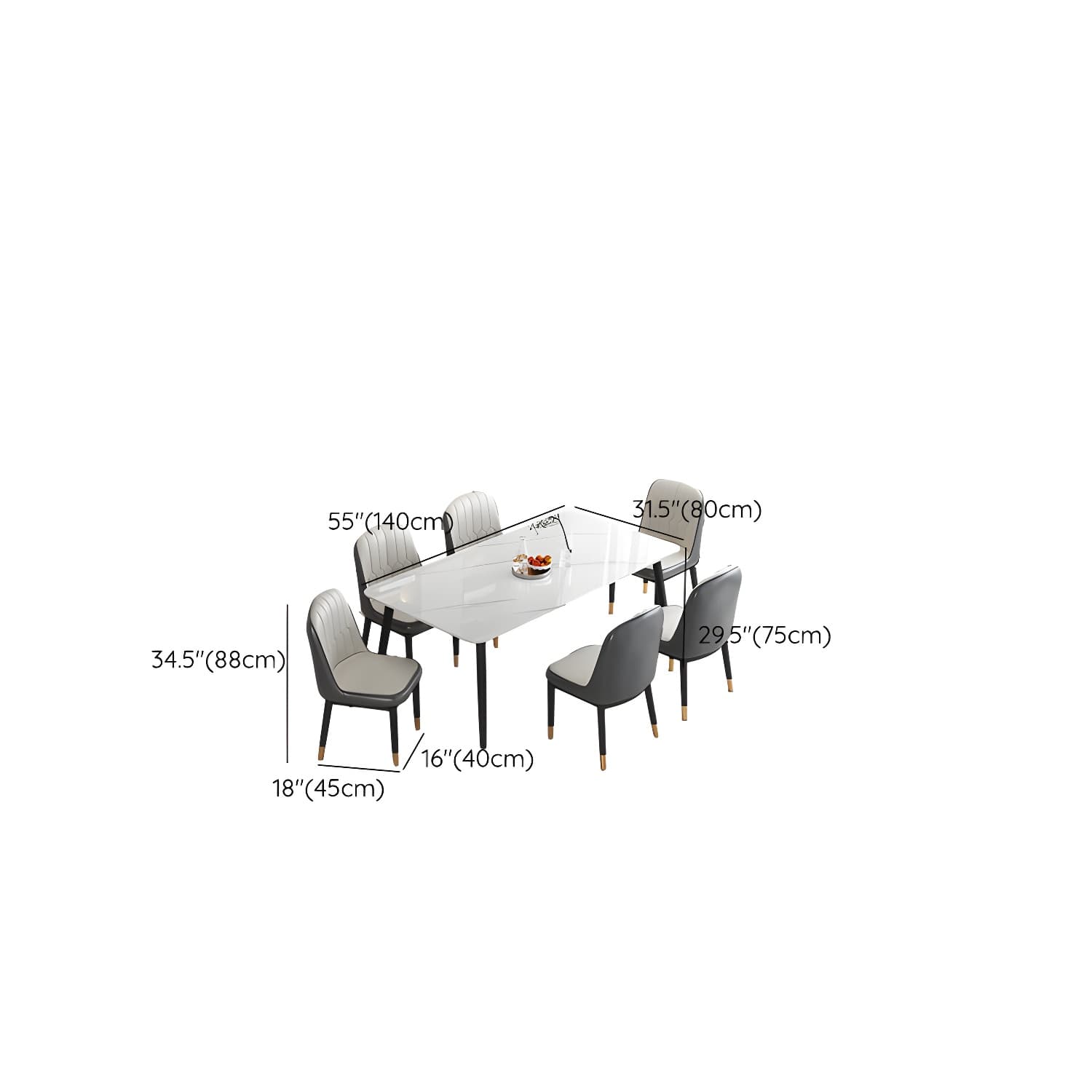 Rectangular White Stone Top Dining Set with Upholstered Chairs - image 13