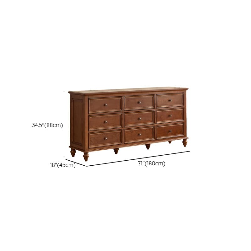 Cocoa Casual Ash Wood Double Dresser/Lingerie Chest with 9/8/6 Drawers, Horizontal/Vertical - image 13
