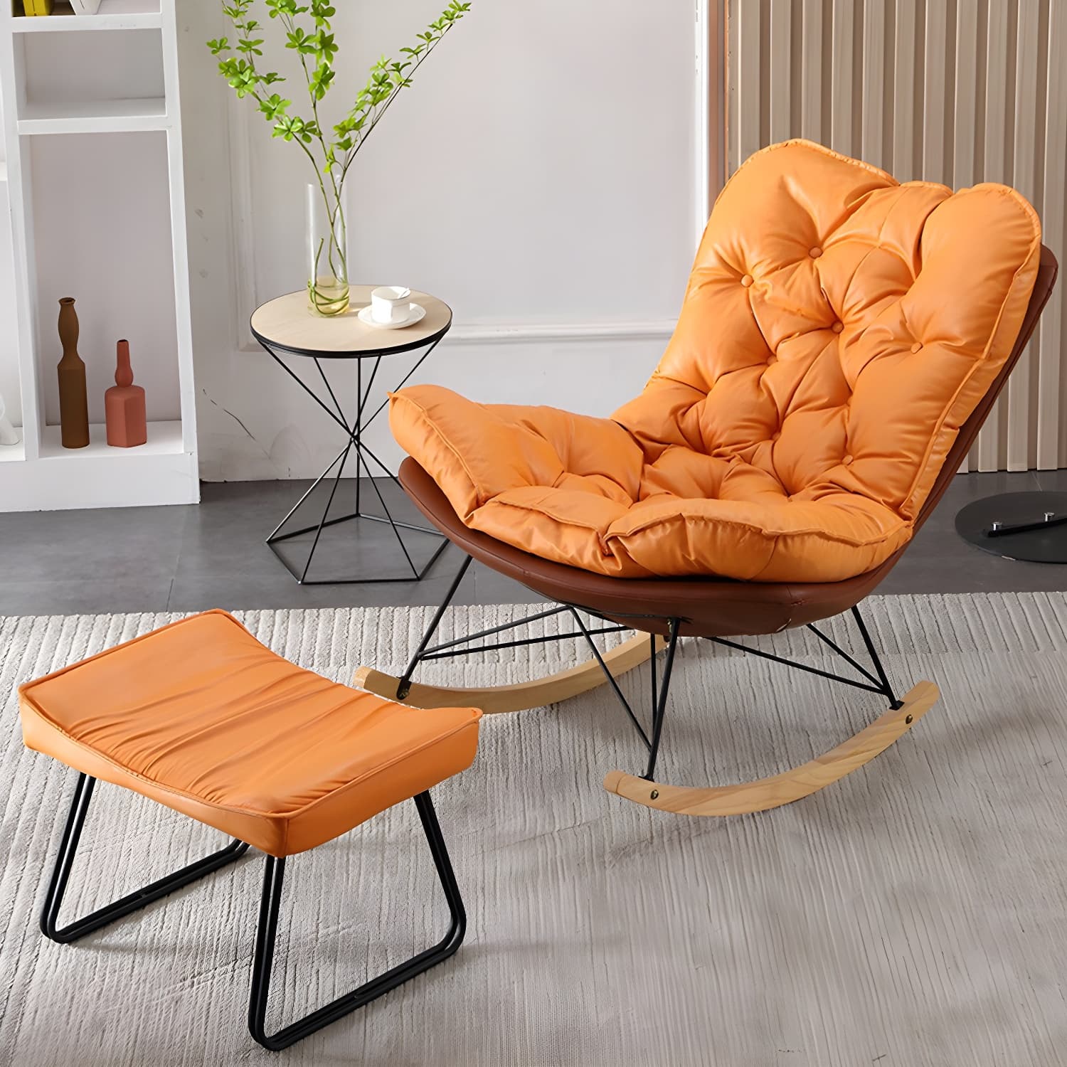 Contemporary Rocking Chair Upholstered Tufted Cushions with Light Legs Glider - image 9