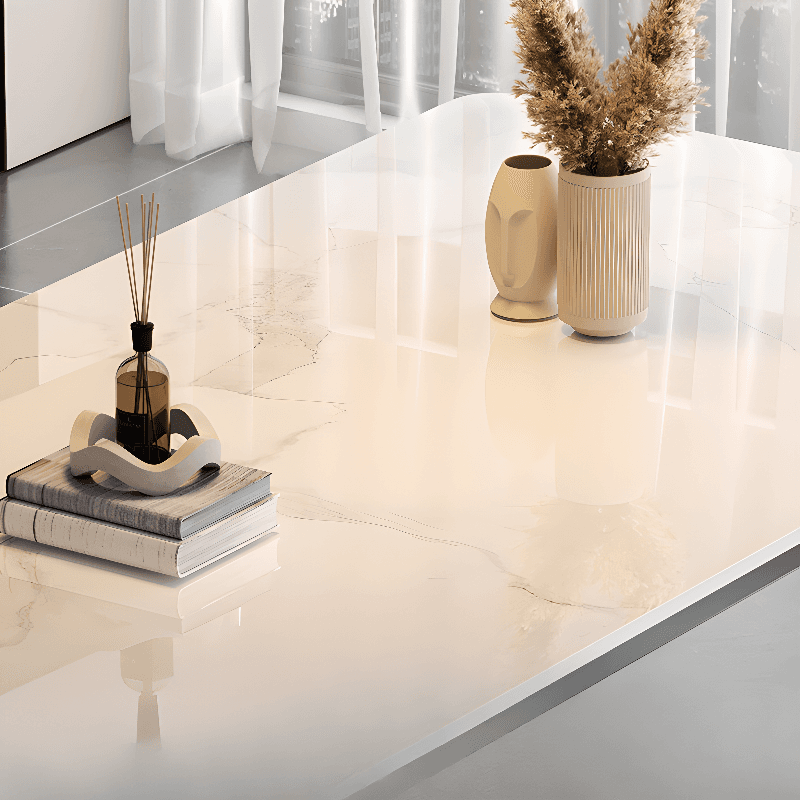 Trendy White/Charcoal/Light Gray Rectangle Scratch Resistant Sintered Stone Top Dining Table for 4/8 People/Seats 6, Standard Table Height - image 12