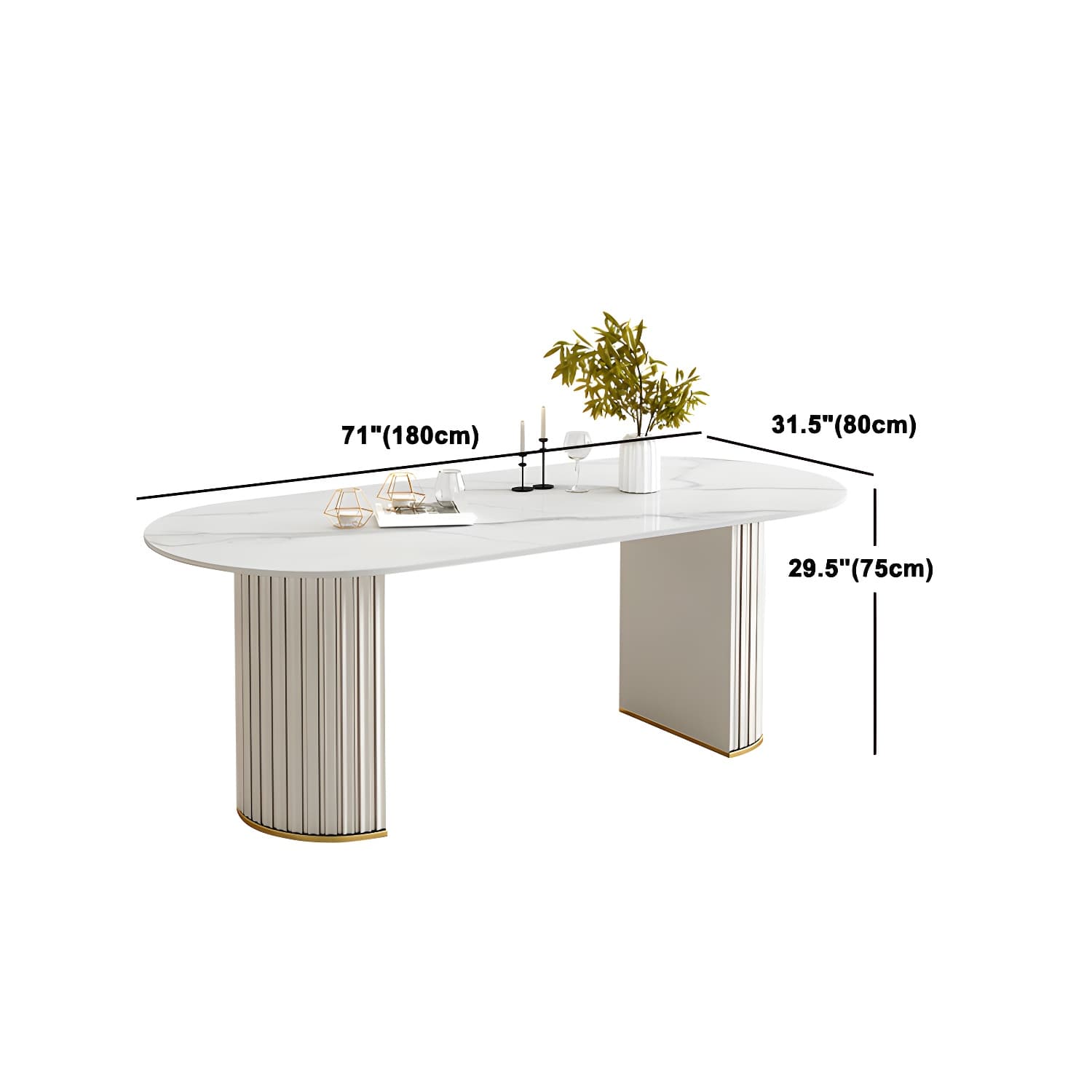 Glam White Sintered Stone Dining Table Set Oval 1/2/5/7 Pieces Dining Set for Home Use - image 14