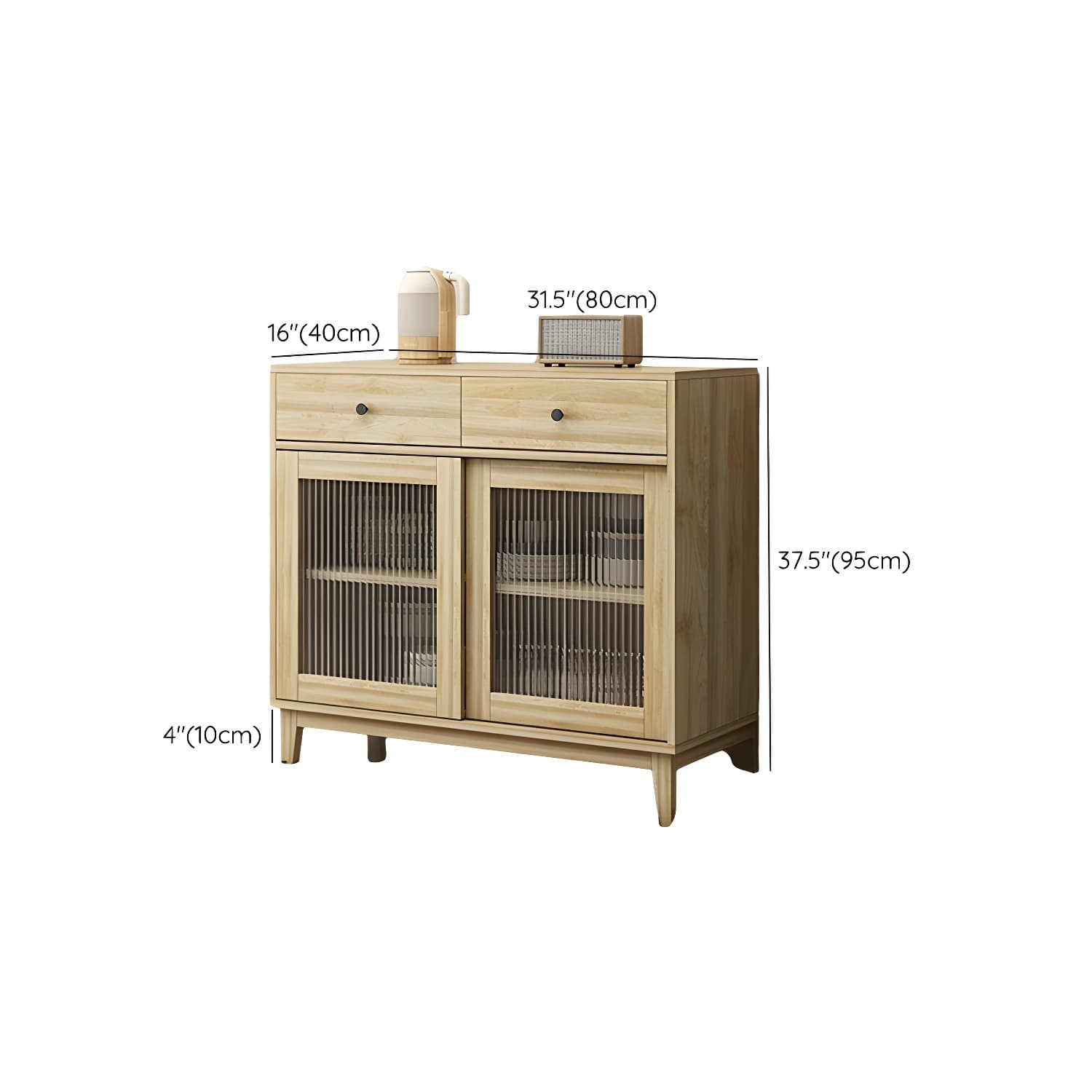 Contemporary Wood Buffet with Glass Doors and 3 Storage Drawers - image 23