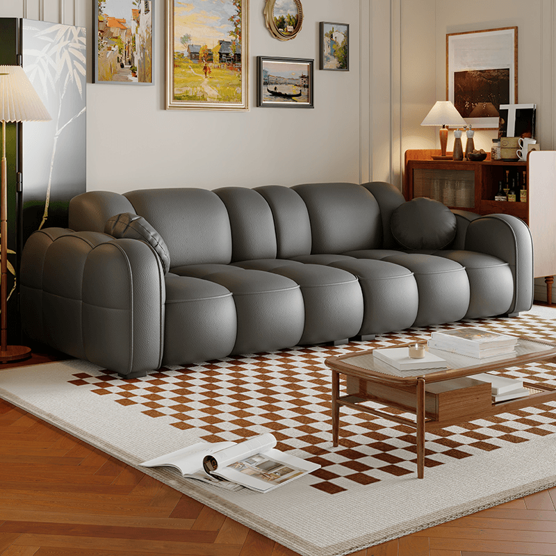 Contemporary Modern Solid Color Water Resistant Standard Sofa in White/Olive Green/Sepia, 4-seater/for 3 with 2 Pillows - image 6