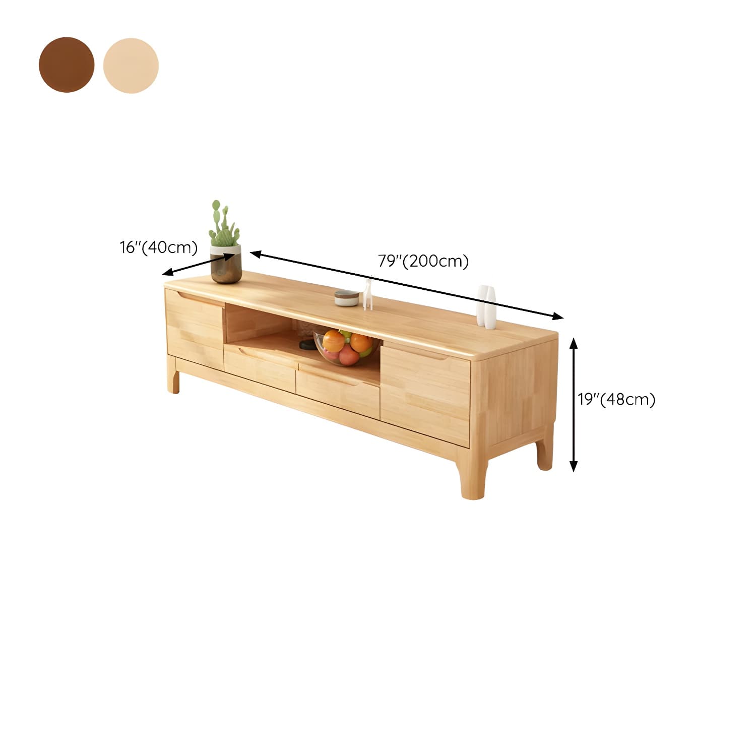 Scandinavian with Drawers Rubberwood with Cabinet TV Media Console - image 15