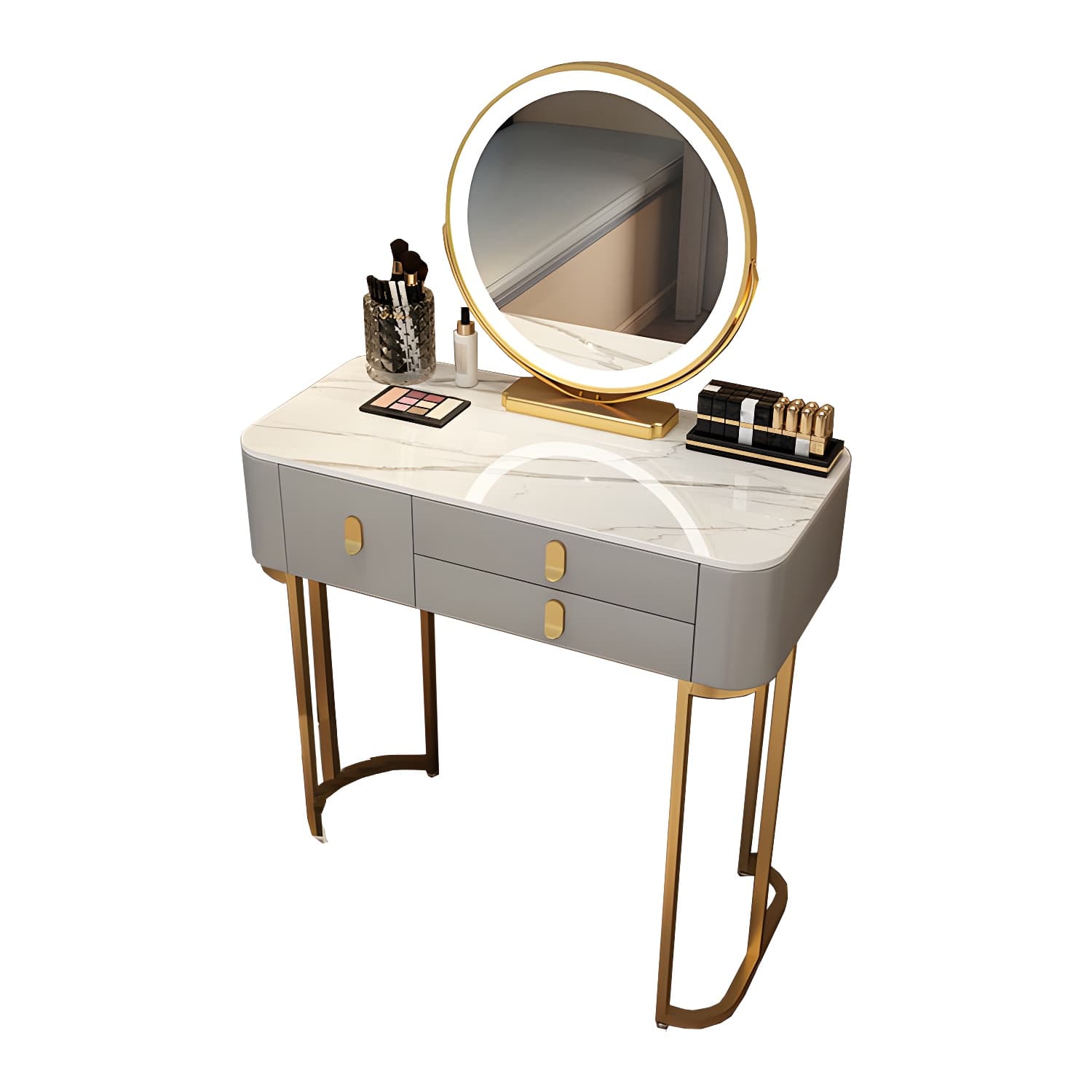 Lighted Mirror Vanity Dressing Table Bedroom Makeup Vanity with Drawer - image 14