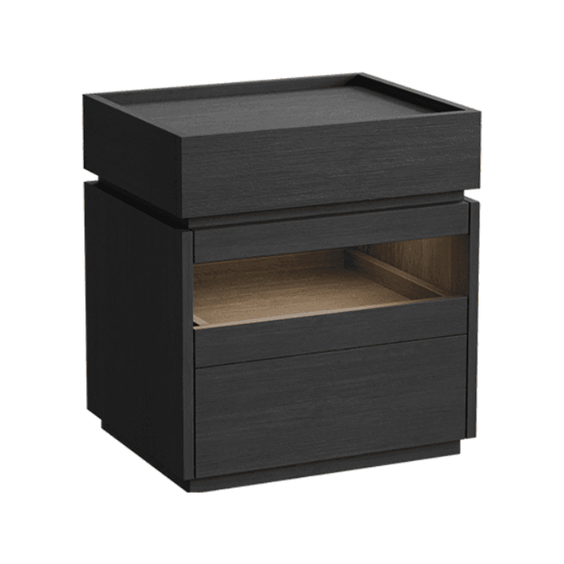 Organic Modern Nightstand With Drawer Organization, Particle Board Wood Countertop, and Illuminating Lighting - image 4