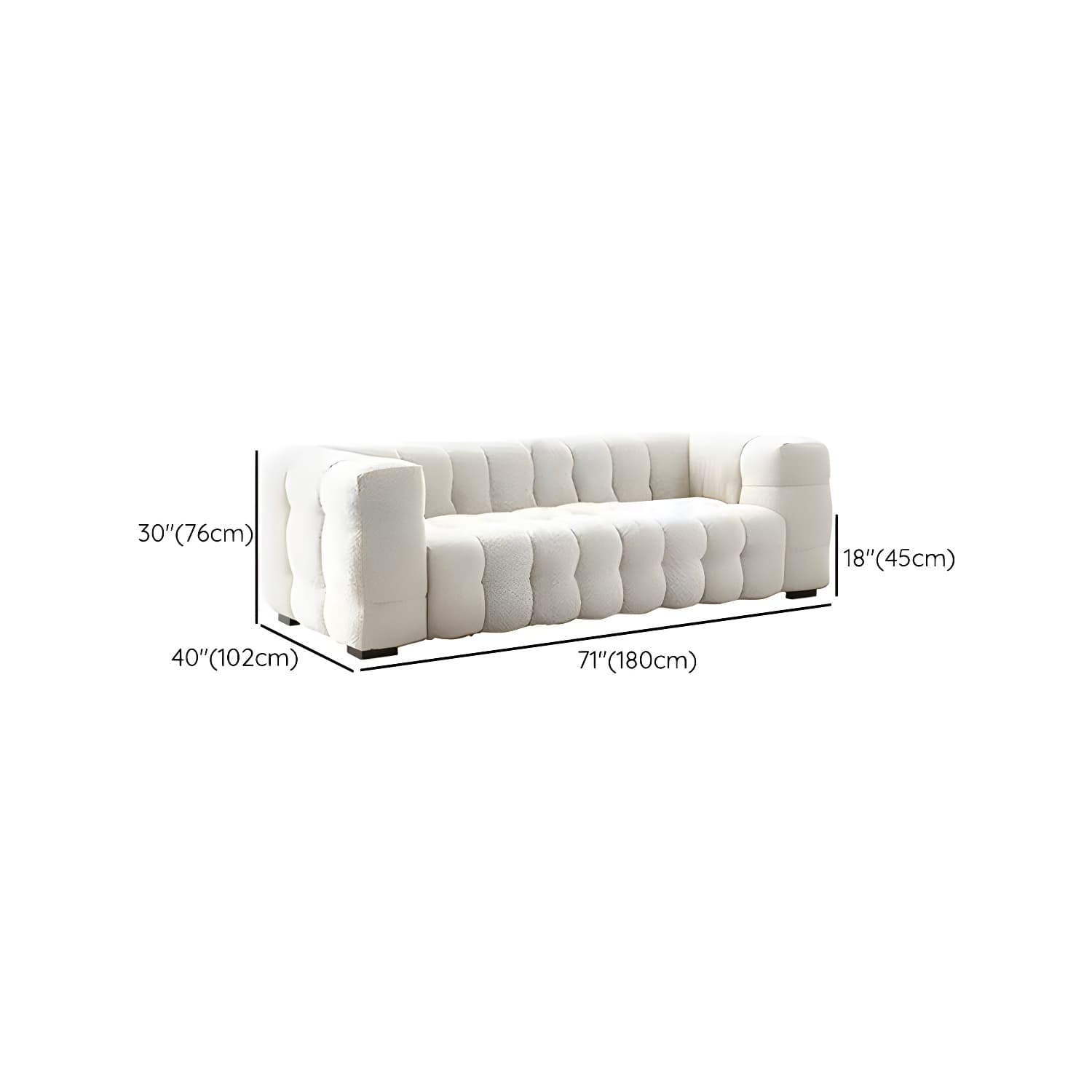Beige Polar Fleece Upholstered Scandinavian Wood Sectional for Cozy Home Decor - image 11