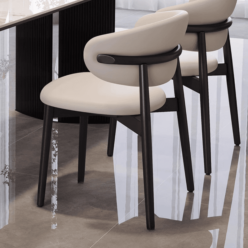Dining Table Set with Rectangular Slate Stone Top and Two-sided Pedestal, Featuring Padded Chair with Back, 5-piece in White - image 4