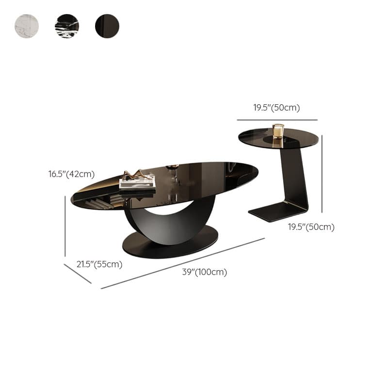 Casual Oblong Tempered Glass Accent Table with Plinth Base, Double Nesting/Single Set - image 13