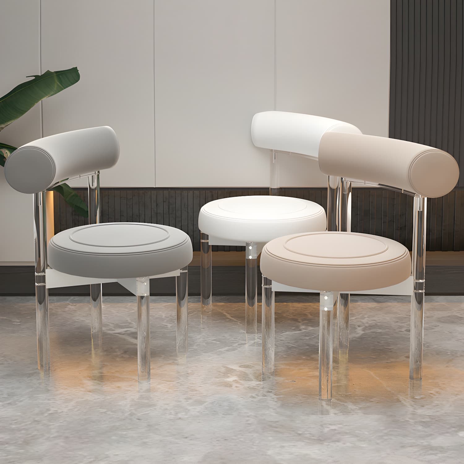 Clear Leg Modern Side Chair with Low Back and Upholstered Polyurethane Seat - image 19
