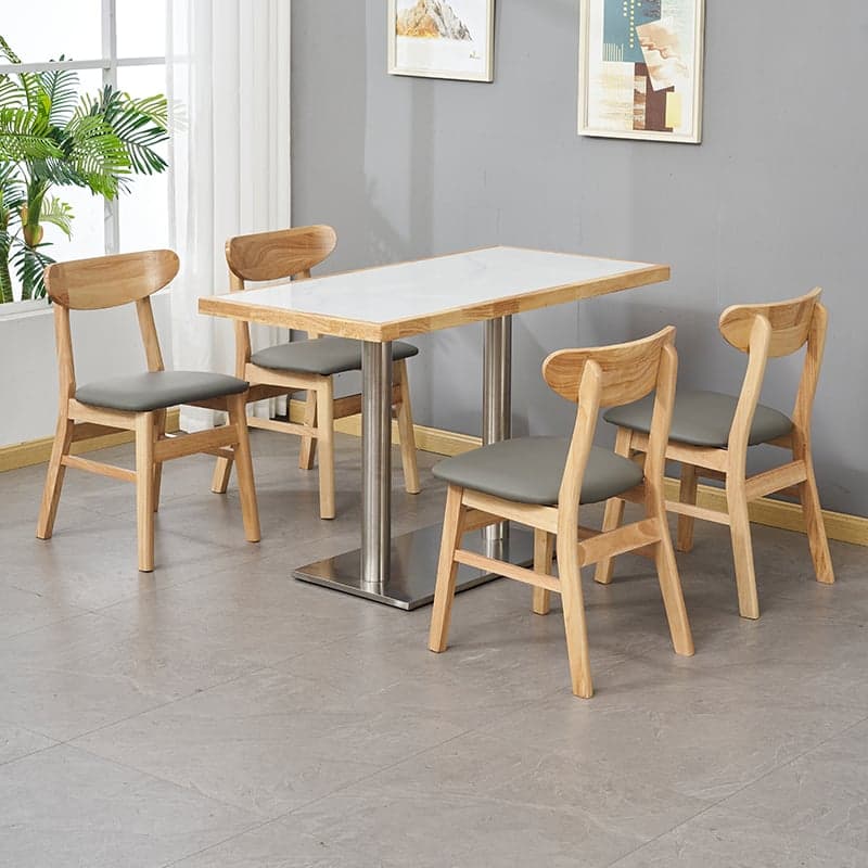 Dining Table Set with Slate Stone Top and Trestle Base, Seating Capacity for 4 People - image 4