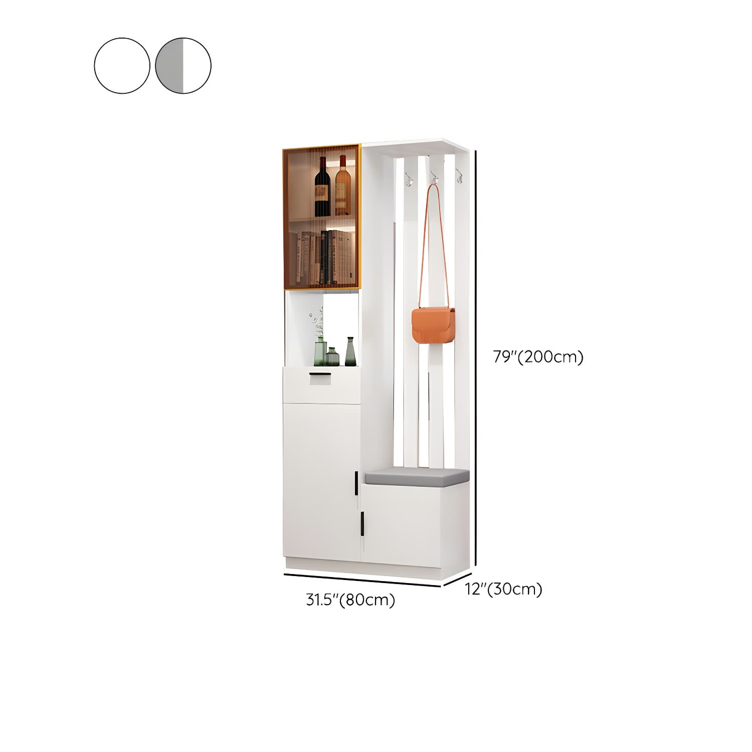 Contemporary Rectangle Wooden 11.81" Wide Accent Cabinet with Drawer - image 13