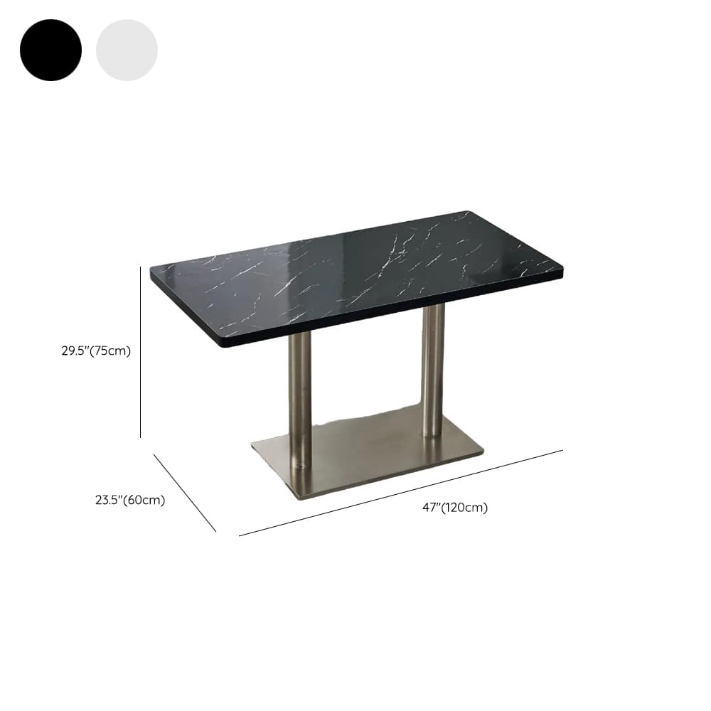 Art Deco Rectangular Dining Table with Lumber Top, Fixed Table Mechanism in Ink/White/Sepia - image 16
