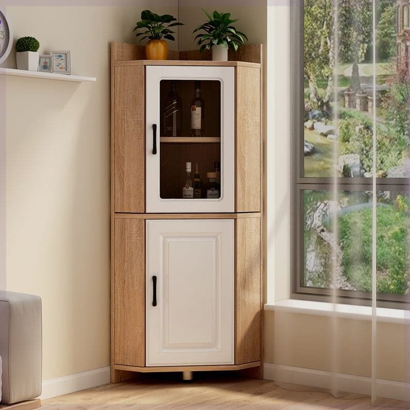 Gray/Wood Grain Unattached Accent Cabinet with Engineered Wood for Living Room - image 4