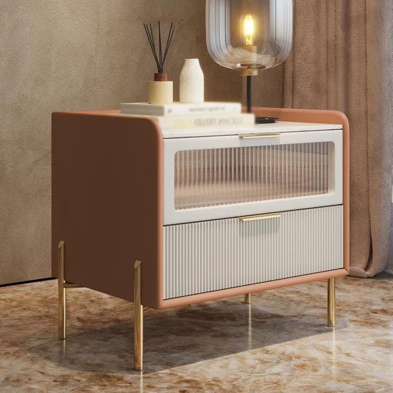 Glam 4 Gold Legs Storage Drawer Nightstand with Glass Drawer Door - image 5