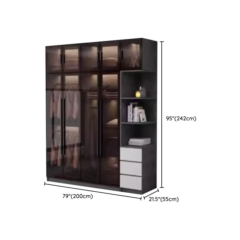Charcoal Modish Timber Self-supporting Cabinet Armoire with Soft Close Drawer and Door, Hanging Rod - image 27