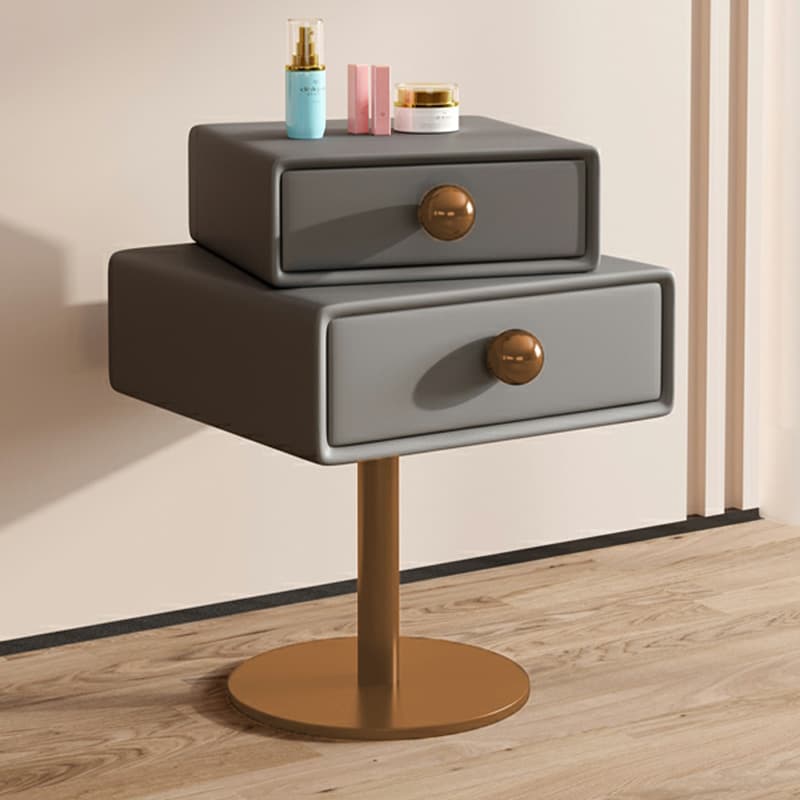 Modern Faux Leather Drawer Storage Nightstand in Narrow for Bedroom