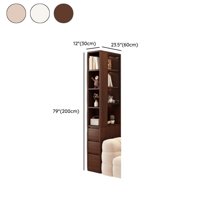 Detached Damp-proof Scratch-immune Accent Cabinet with 4 Exterior Shelves, Glazed Door, Chalk/Sepia Top, and Soft Close Drawer - image 9