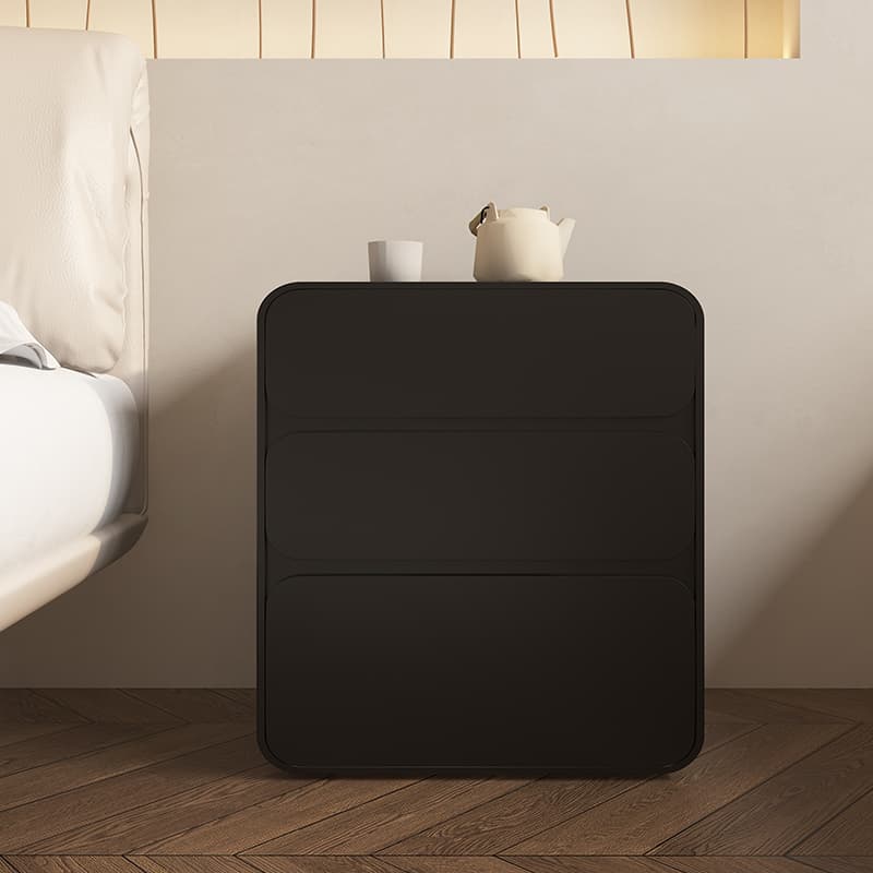 Organic Modern Coffee Pu Leather Nightstand With Drawer Organization, 1 Piece