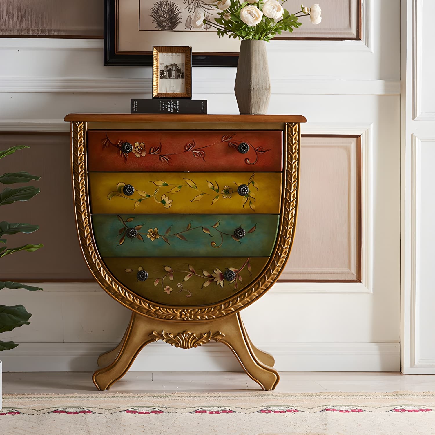 Rustic Wood Chest Vertical Chest with Drawers for Living Room - image 3