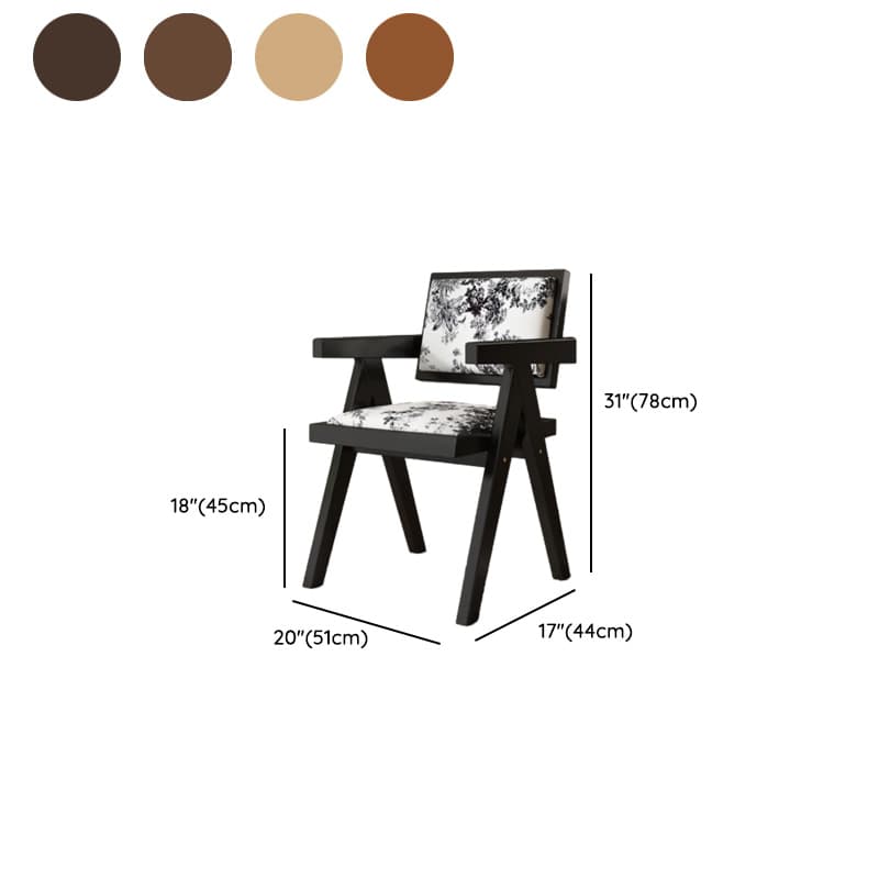 Modish Arm Chair with Ventilated Back, Padded Upholstery, Arms, and Natural Wood Legs - image 18