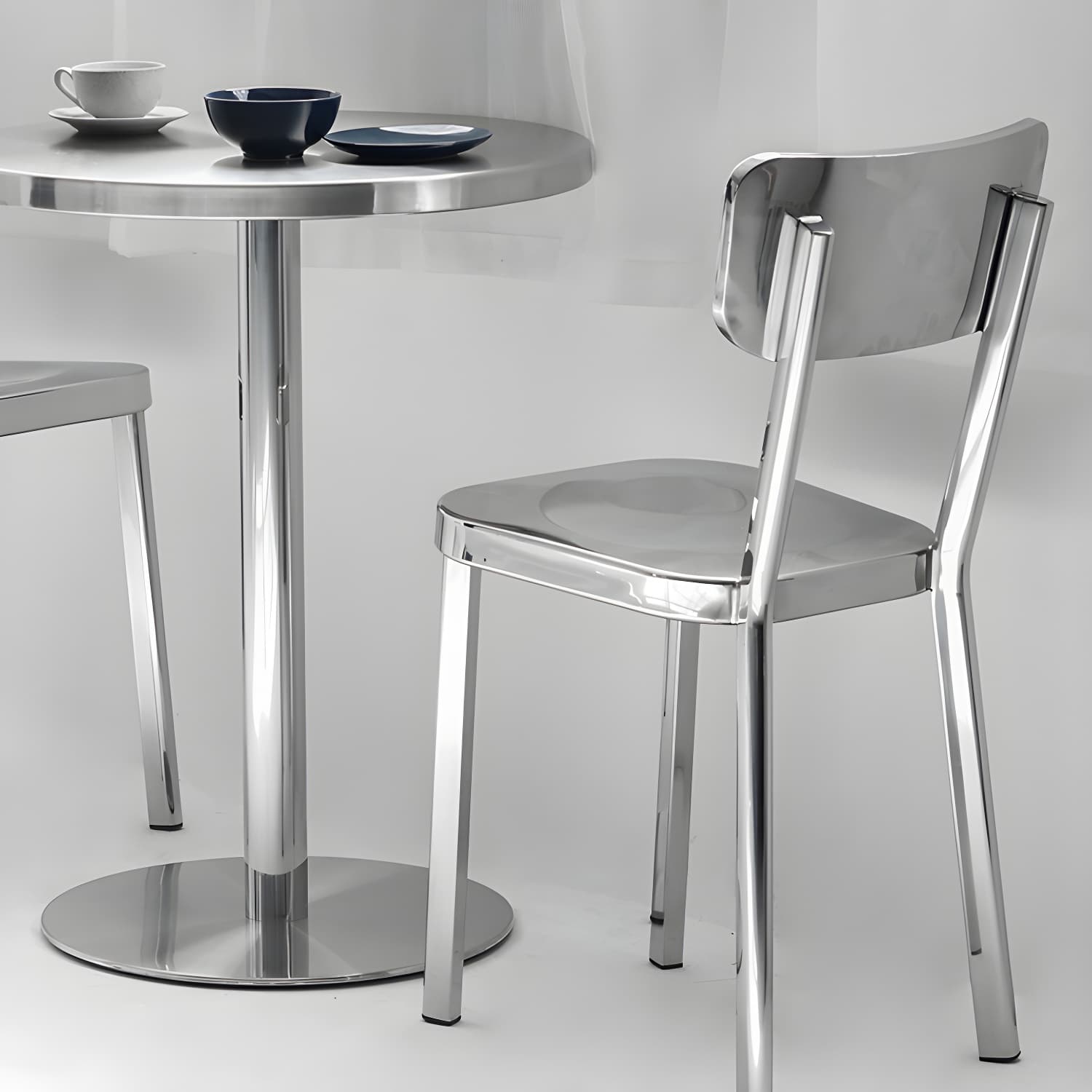 Industrial Dining Room Table Stainless Steel Table with Pedestal Table for Home Kitchen Dinner - image 10