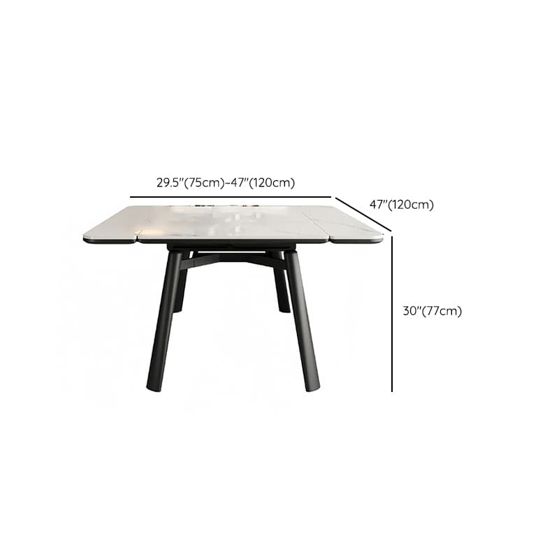 Rectangular Slate Stone Dining Table Set with 4 Legs, Padded Chair with Back, 7 Piece Set in White - image 6