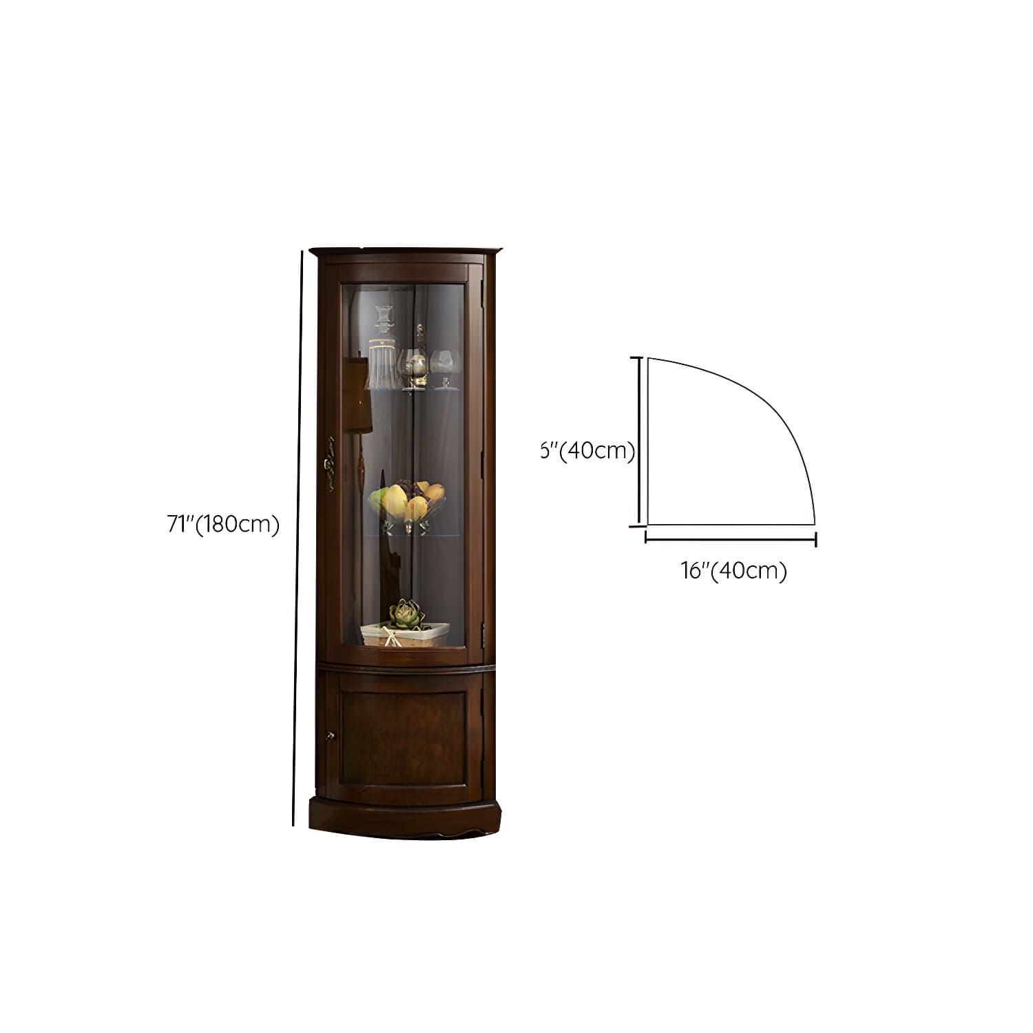 Glass Paned Solid Wood Corner Rustic Accent Cabinet with Doors - image 13