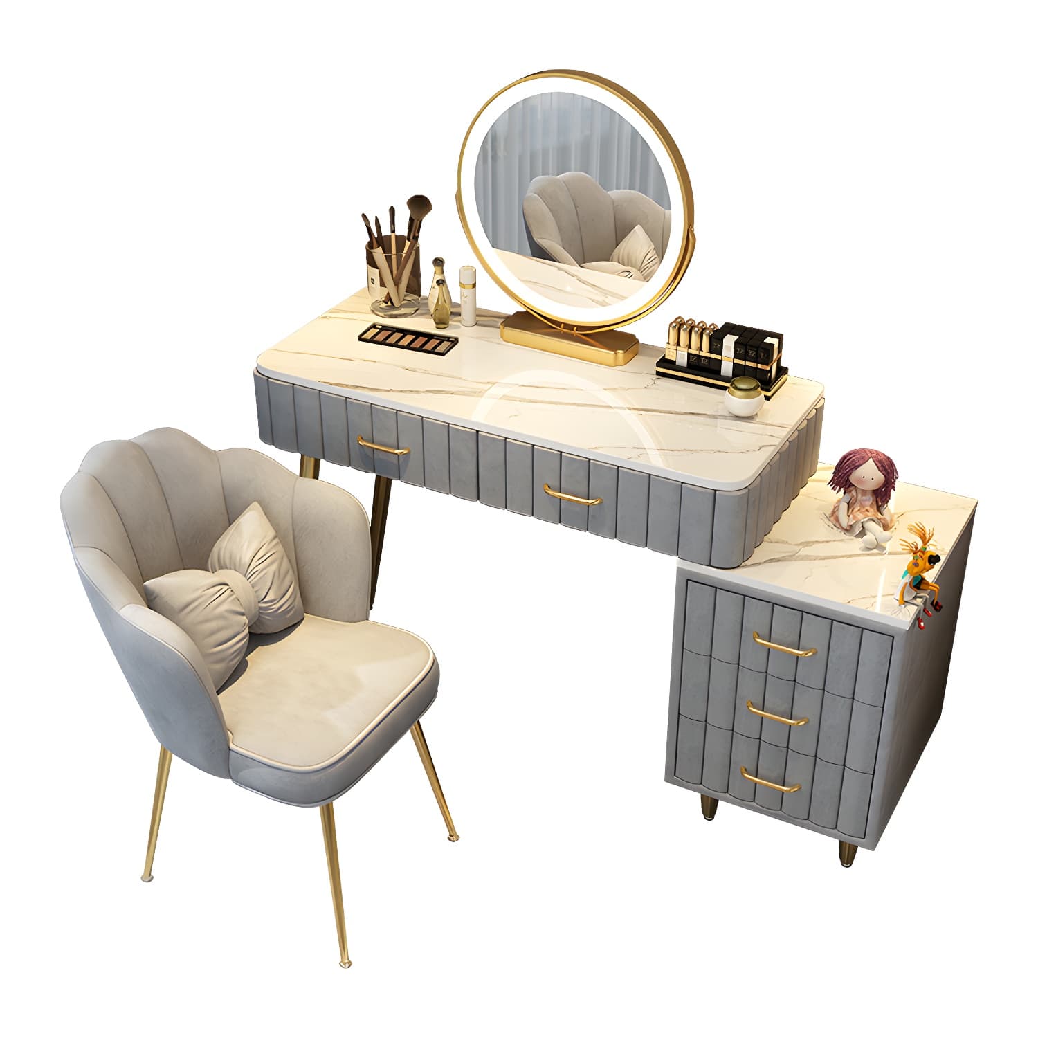 Wooden Makeup Vanity Storage Box Vanity Dressing Table for Bedroom - image 9