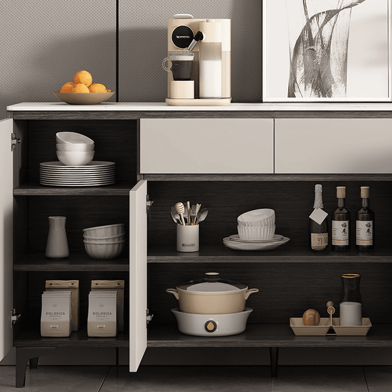 Modish Sideboard with 2 Drawers, 1 Shelf, Larder Storage, Sintered Stone Countertop, and 2/3 Doors - image 8