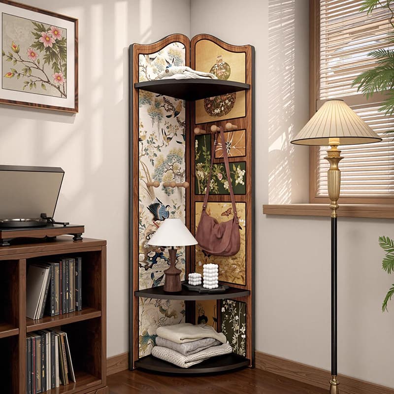 Modern Simple Style Nook Decorative Cabinet with 3/4 Exterior Shelves, Lumber Countertop in Midnight Black - image 10
