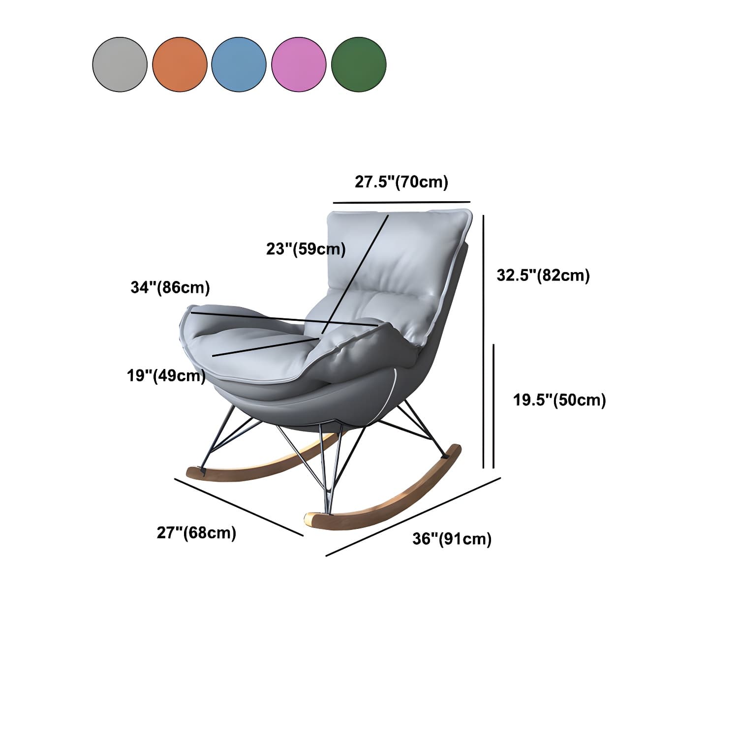 Contemporary Rocking Chair Solid Wood Rocker Chair with Removable Cushions - image 24