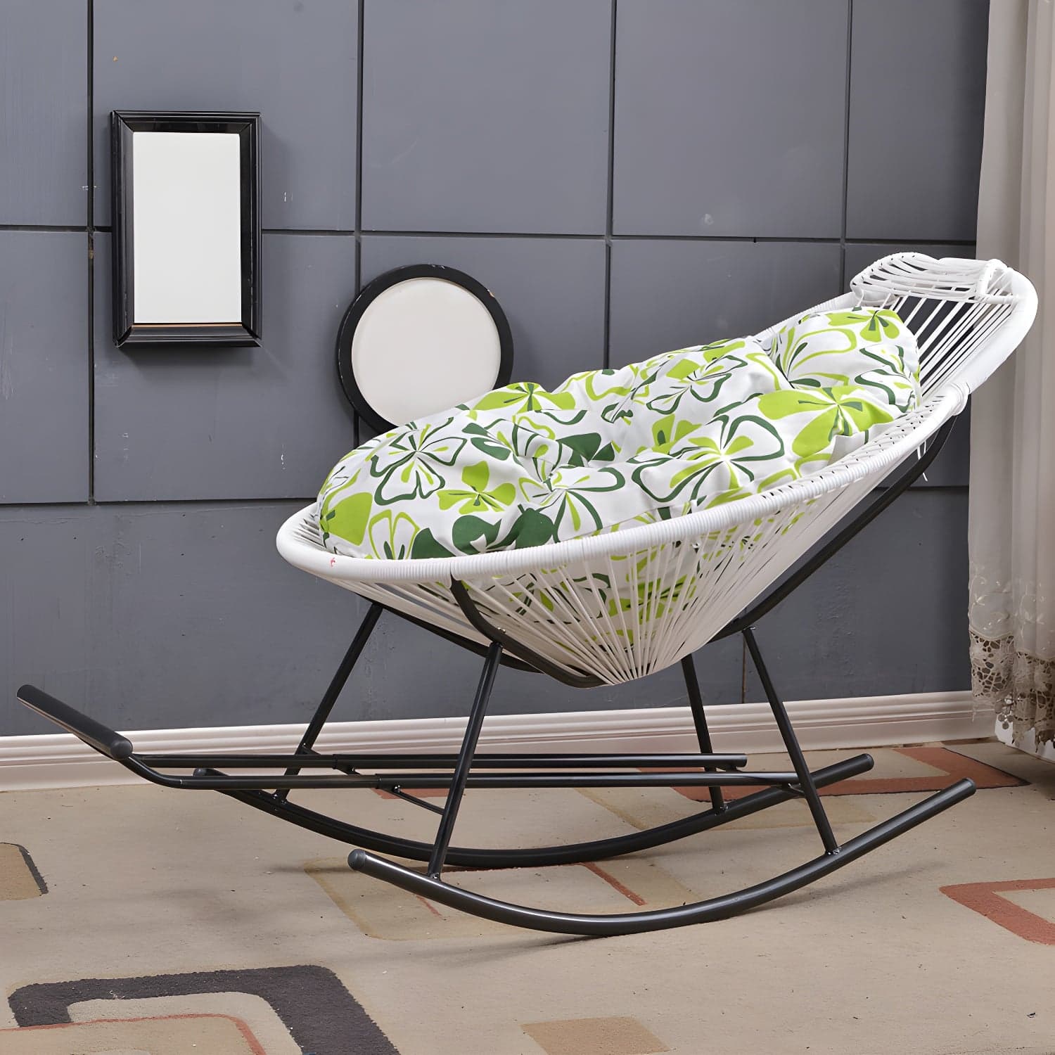 Modern Minimalist Rocker Chair Metal Frame Spindle Rocker Chair for Home - image 6