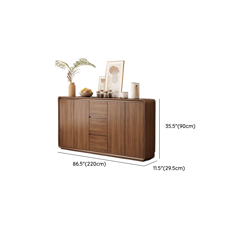 Sepia Simplistic Sideboard with 3 Drawers, Standard Size, Adjustable Shelving, and Multiple Doors Storage Cabinets - image 22