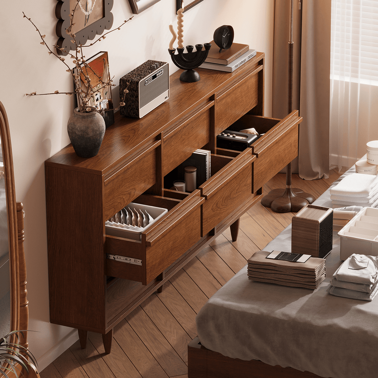 Cocoa Trendy Composite Wood Double Dresser/Lingerie Chest/Bachelor Chest with 5 Drawers/9 Drawers/6 Drawers in Vertical/Horizontal Orientation