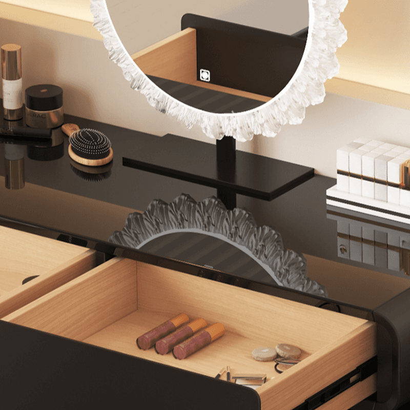 Midnight Black Modish Large/Standard Makeup Vanity with Vitreous Table Top, 8 Drawers/5 Drawers, and Scalable Design - image 9