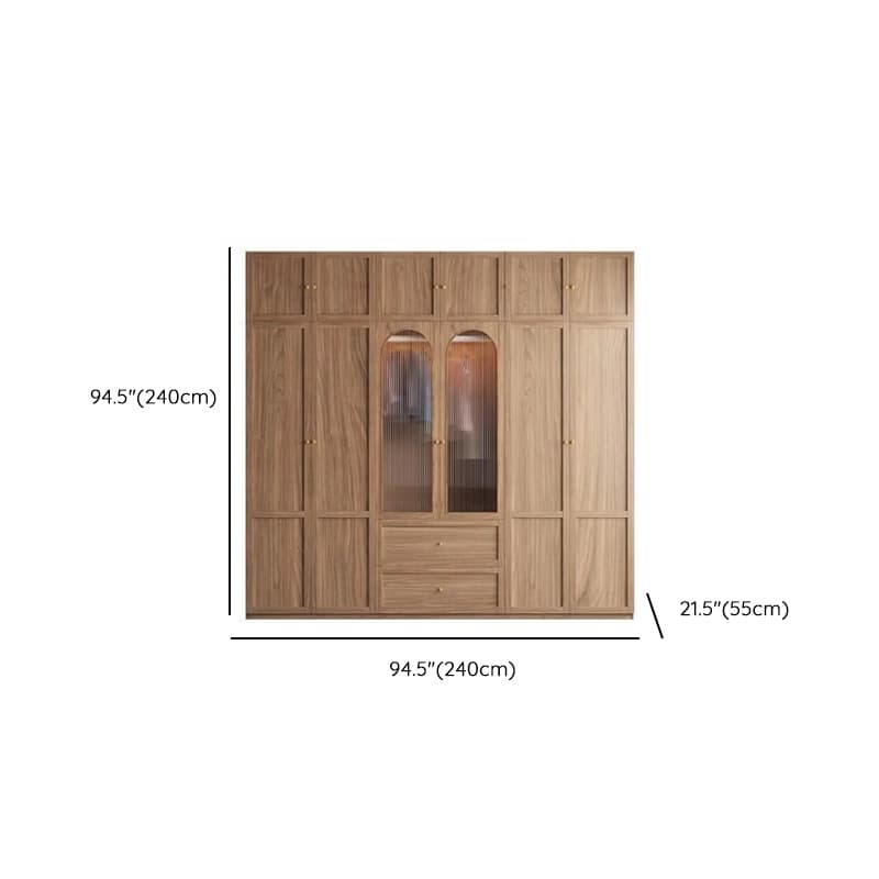Minimalist Timber Sepia Cabinet Armoire with Interior Shelves & Clothing Rack & Soft Close Drawer & Soft Close Door - image 39