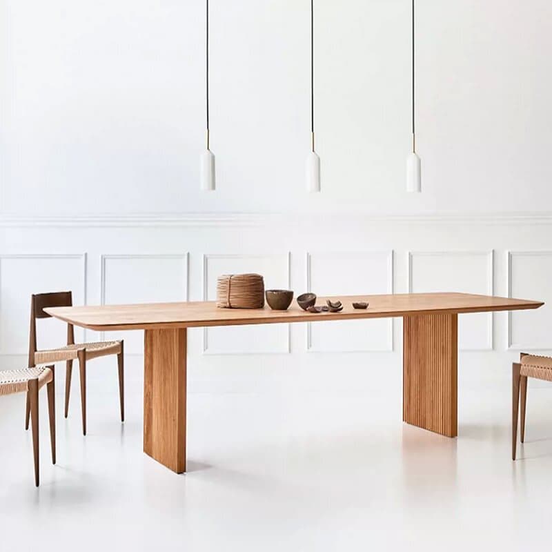 Modern Farmhouse Rectangle Wood Double Pedestal Kitchen & Dining Table - image 4
