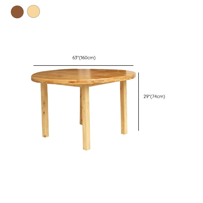 Minimalist Rounded Wood Slab Dining Table Set with 4 Legs and Fixed Table in Tan/Unfinished - image 8