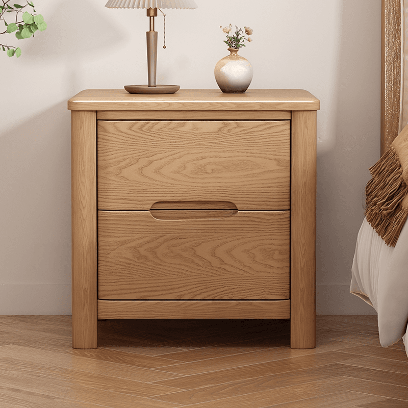 Contemporary Timber Nightstand With Drawer Storage with 2 Drawers/3 Drawers & Leg